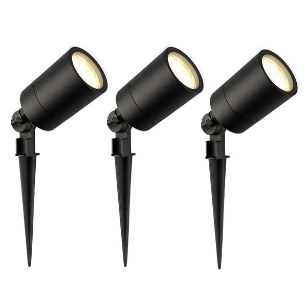 Ledvion 3x LED Gartenstrahler  - IP65 - 3W - 2700K - 1M Kabel - Schwarz