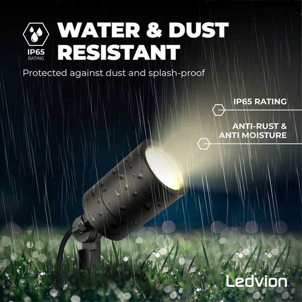 Ledvion 3x LED Gartenstrahler  - IP65 - 3W - 2700K - 1M Kabel - Schwarz