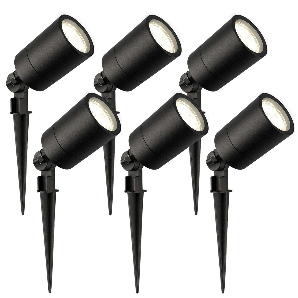 Ledvion 6x LED Gartenstrahler  - IP65 - 3W - 4000K - 1M Kabel - Schwarz