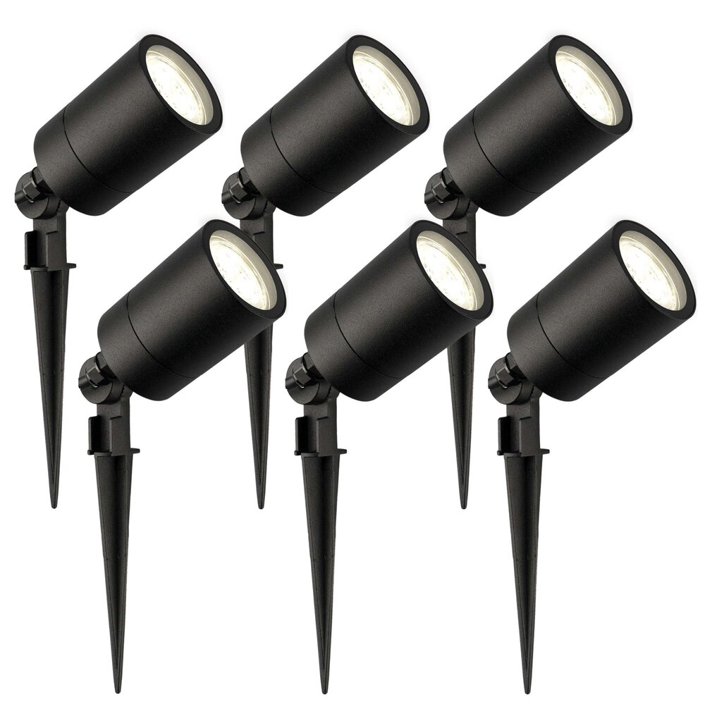 Ledvion 6x LED Gartenstrahler  - IP65 - 5W - 4000K - 1M Kabel - Schwarz