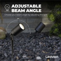 Ledvion 6x LED Gartenstrahler  - IP65 - 5W - 4000K - 1M Kabel - Schwarz