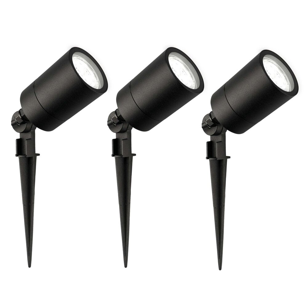 Ledvion 3x LED Gartenstrahler  - IP65 - 3W - 6500K - 1M Kabel - Schwarz