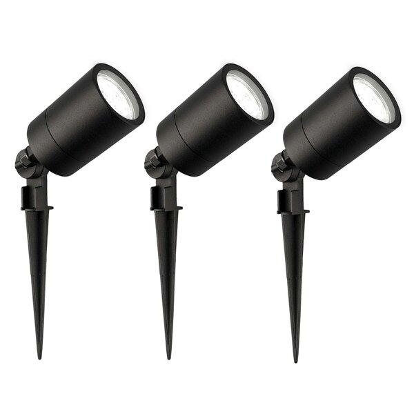 Ledvion 3x LED Gartenstrahler  - IP65 - 5W - 6500K - 1M Kabel - Schwarz