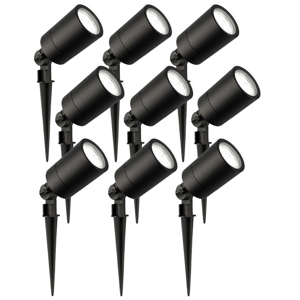 Ledvion 9x LED Gartenstrahler  - IP65 - 3W - 6500K - 1M Kabel - Schwarz