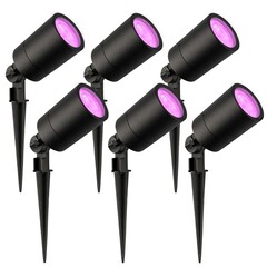 6x Smart LED Gartenstrahler  - IP65 - 4,9W - RGB+CCT - 1M Kabel - Schwarz