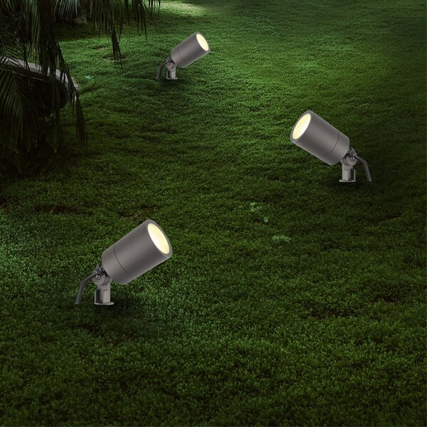 Ledvion 6x LED Gartenstrahler Aluminium - IP65 - GU10 Fassung - 2M Kabel - Anthrazit