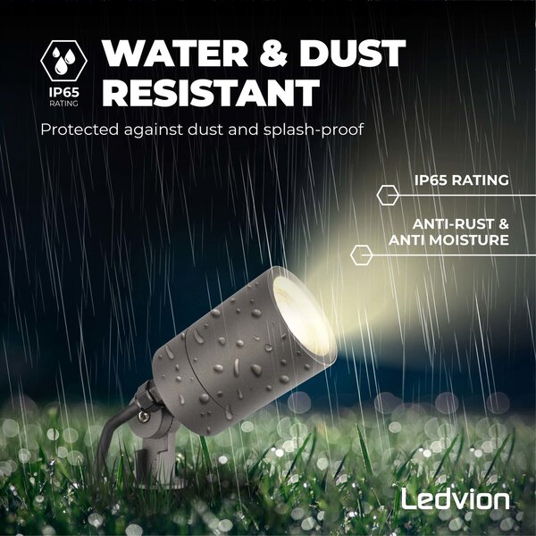 Ledvion 3x LED Gartenstrahler - IP65 - 5W - 2700K - 2M Kabel - Anthrazit