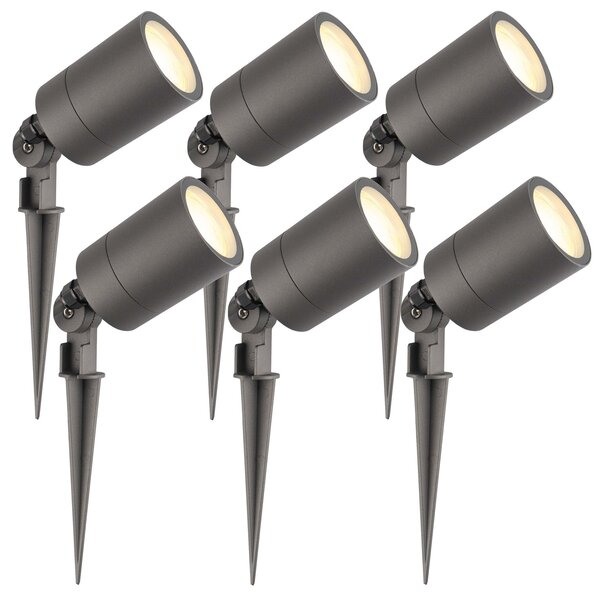 Ledvion 6x LED Gartenstrahler - IP65 - 3W - 2700K - 2M Kabel - Anthrazit