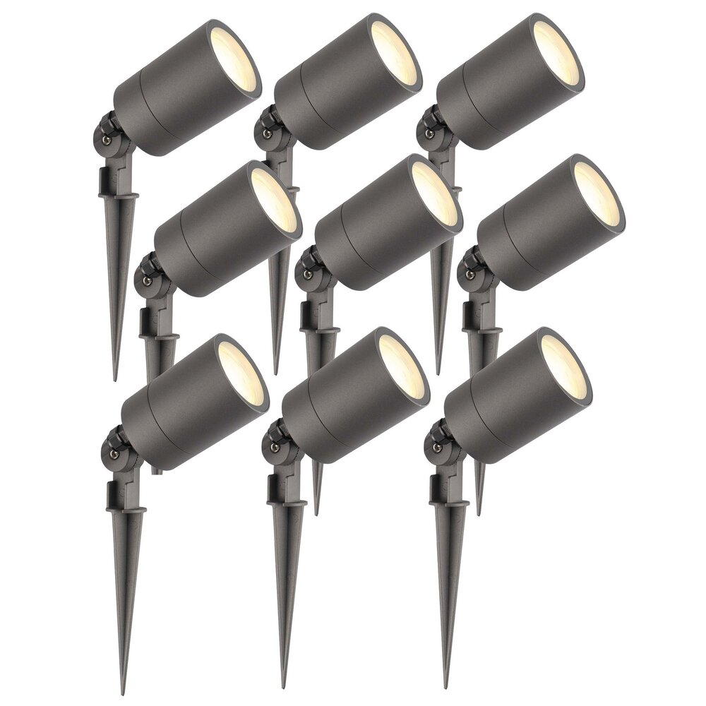 Ledvion 9x LED Gartenstrahler - IP65 - 3W - 2700K - 2M Kabel - Anthrazit
