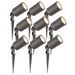 9x LED Gartenstrahler - IP65 - 5W - 2700K - 2M Kabel - Anthrazit