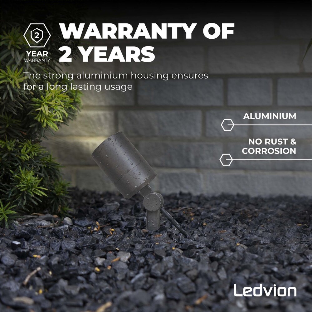 Ledvion 9x LED Gartenstrahler - IP65 - 3W - 2700K - 2M Kabel - Anthrazit
