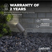 Ledvion 3x LED Gartenstrahler - IP65 - 5W - 4000K - 2M Kabel - Anthrazit