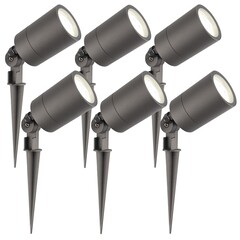 6x LED Gartenstrahler - IP65 - 5W - 4000K - 2M Kabel - Anthrazit