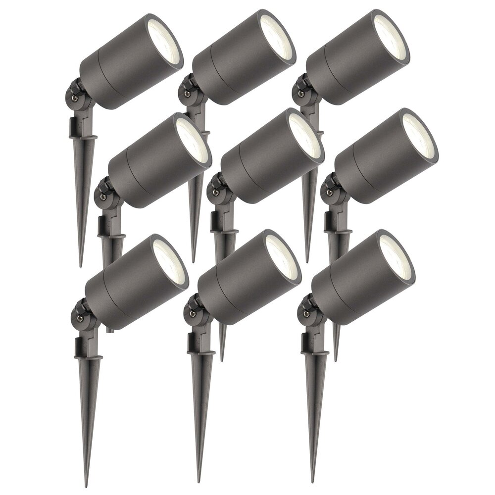 Ledvion 9x LED Gartenstrahler - IP65 - 3W - 4000K - 2M Kabel - Anthrazit