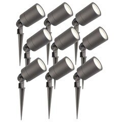 9x LED Gartenstrahler - IP65 - 5W - 4000K - 2M Kabel - Anthrazit