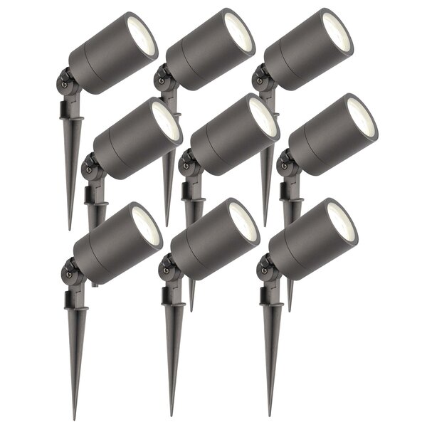 Ledvion 9x LED Gartenstrahler - IP65 - 3W - 4000K - 2M Kabel - Anthrazit