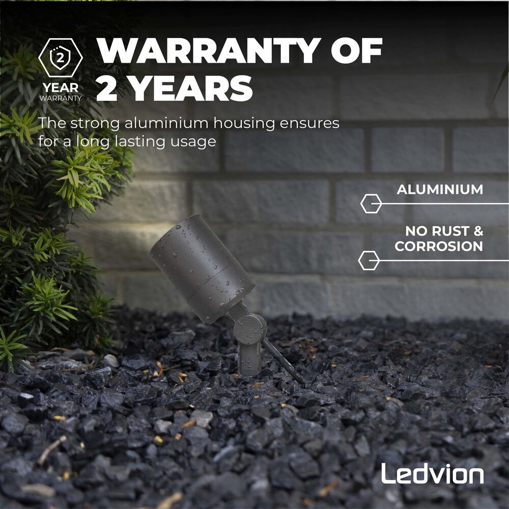 Ledvion 9x LED Gartenstrahler - IP65 - 3W - 4000K - 2M Kabel - Anthrazit