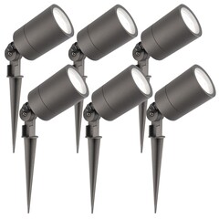 6x LED Gartenstrahler - IP65 - 5W - 6500K - 2M Kabel - Anthrazit