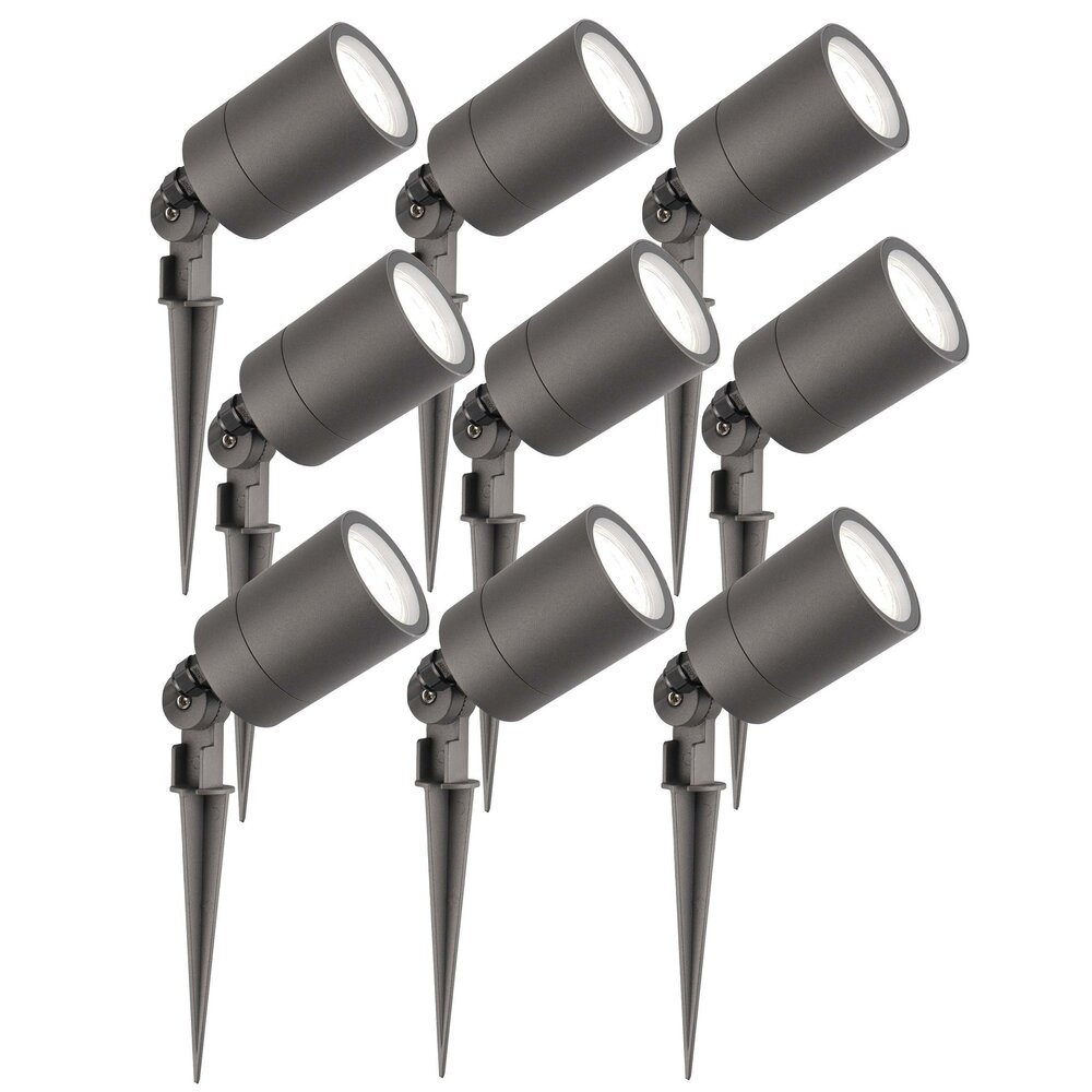 Ledvion 9x LED Gartenstrahler - IP65 - 3W - 6500K - 2M Kabel - Anthrazit
