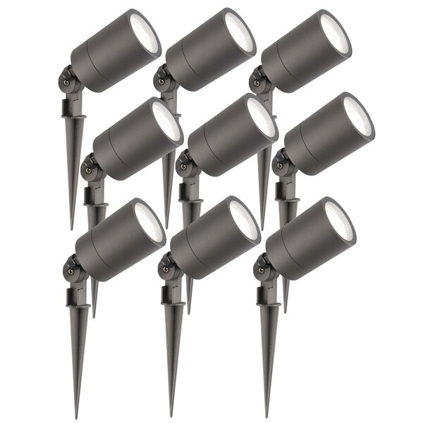 Ledvion 9x LED Gartenstrahler - IP65 - 3W - 6500K - 2M Kabel - Anthrazit