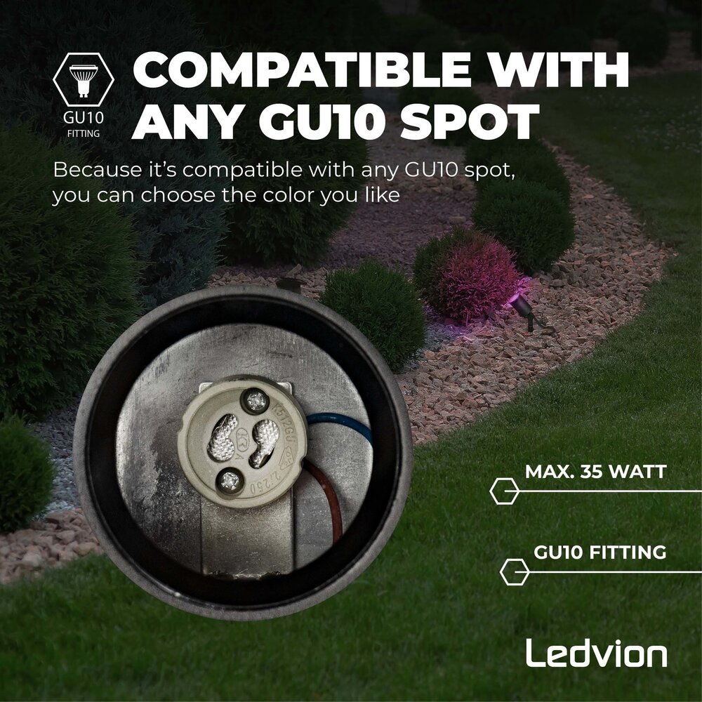 Ledvion Smart LED Gartenstrahler - IP65 - 4,9W - RGB+CCT - 2M Kabel - Anthrazit