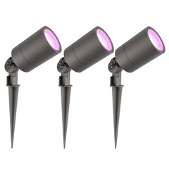 3x Smart LED Gartenstrahler - IP65 - 4,9W - RGB+CCT - 2M Kabel - Anthrazit