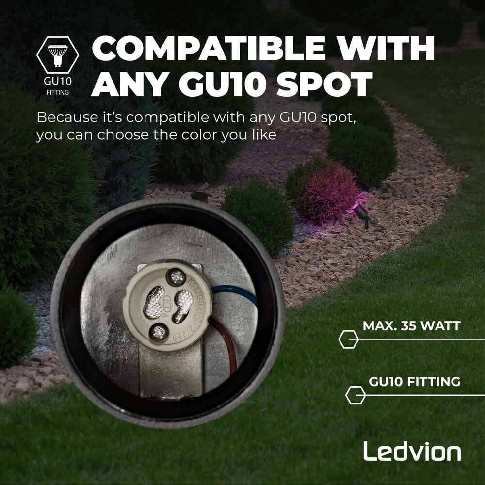 Ledvion 6x Smart LED Gartenstrahler - IP65 - 4,9W - RGB+CCT - 2M Kabel - Anthrazit