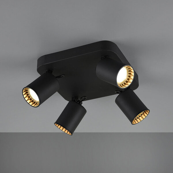 Deckenstrahler - GU10-Fassung Schwarz - Vier Neigbar LED - Pago
