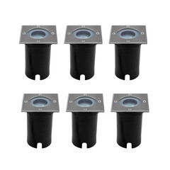 6x IP67 LED Bodeneinbaustrahler Quadrat - GU10