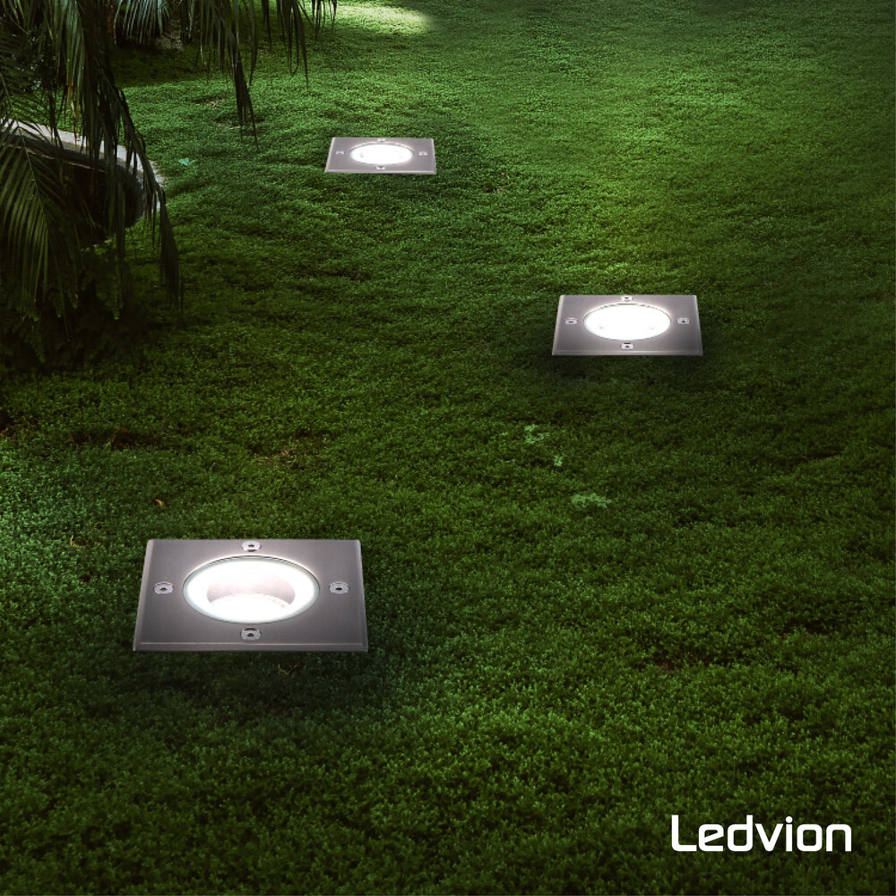 Ledvion 6x IP67 LED Bodeneinbaustrahler Quadrat - GU10