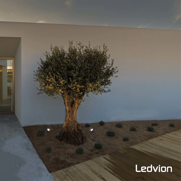 Ledvion 3x LED Gartenstrahler Aluminium - IP65 - 5W - 2700K -  1M Kabel