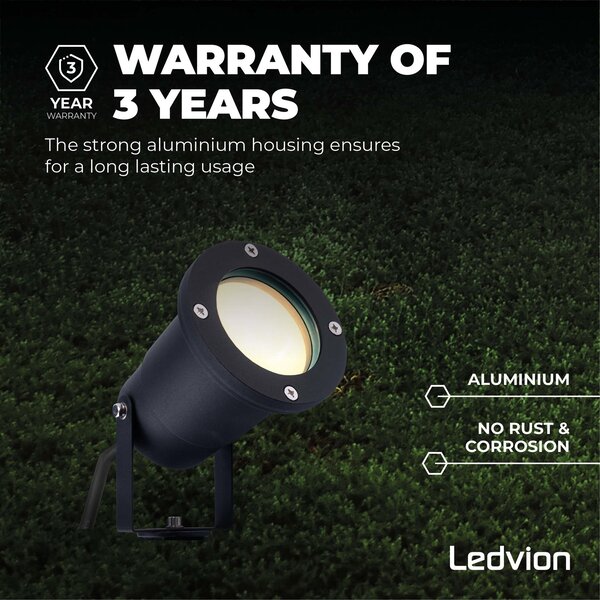 Ledvion 3x LED Gartenstrahler Aluminium - IP65 - 5W - 2700K -  1M Kabel