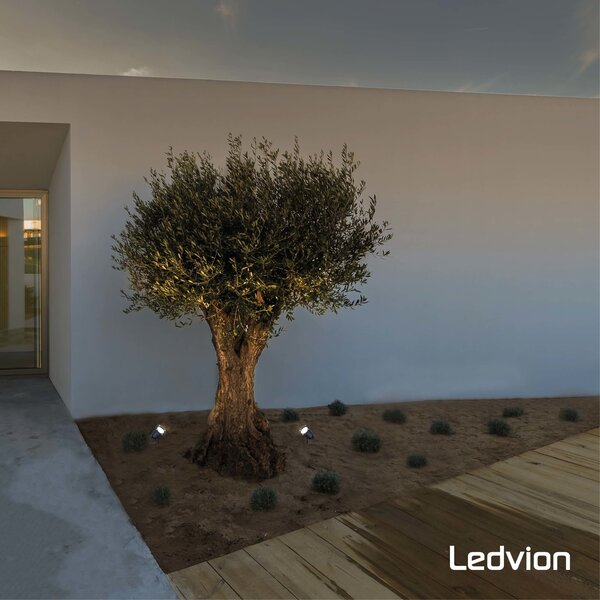 Ledvion 9x LED Gartenstrahler Aluminium - IP65 - 3W - 2700K -  1M Kabel