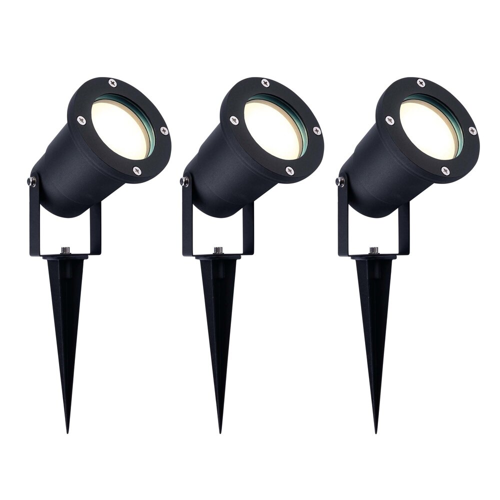 Ledvion 3x LED Gartenstrahler Aluminium - IP65 - 3W - 4000K -  1M Kabel