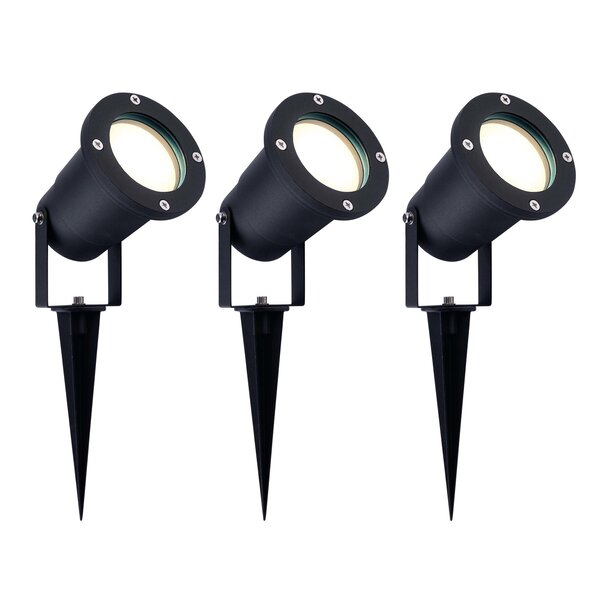 Ledvion 3x LED Gartenstrahler Aluminium - IP65 - 5W - 4000K -  1M Kabel