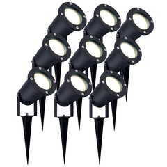 9x LED Gartenstrahler Aluminium - IP65 - 5W - 4000K -  1M Kabel