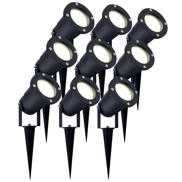 Ledvion 9x LED Gartenstrahler Aluminium - IP65 - 3W - 4000K -  1M Kabel