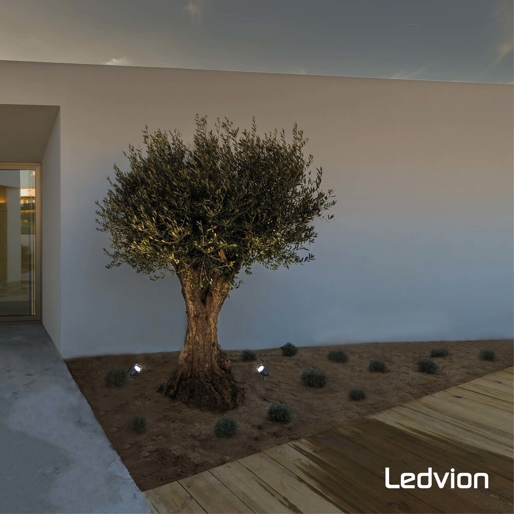 Ledvion 9x LED Gartenstrahler Aluminium - IP65 - 5W - 4000K -  1M Kabel