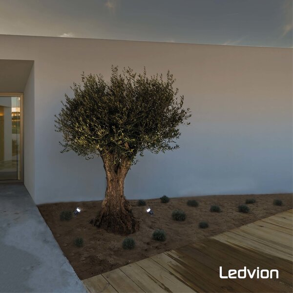 Ledvion LED Gartenstrahler Aluminium - IP65 - 5W - 6500K -  1M Kabel