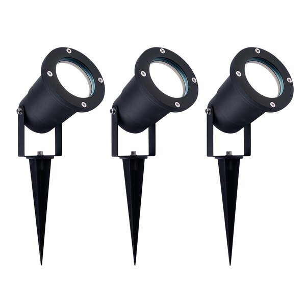 Ledvion 3x LED Gartenstrahler Aluminium - IP65 - 3W - 6500K -  1M Kabel