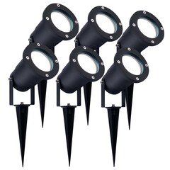 6x LED Gartenstrahler Aluminium - IP65 - 5W - 6500K -  1M Kabel