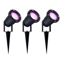 3x Smart LED Gartenstrahler Aluminium - IP65 - 4,9W - RGB+CCT - 1M Kabel