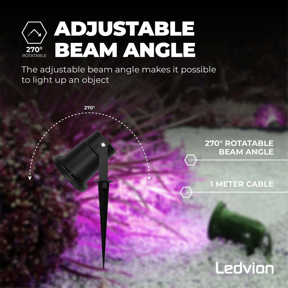 Ledvion 6x Smart LED Gartenstrahler Aluminium - IP65 - 4,9W - RGB+CCT - 1M Kabel