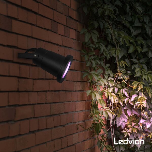 Ledvion 9x Smart LED Gartenstrahler Aluminium - IP65 - 4,9W - RGB+CCT - 1M Kabel