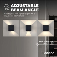 Ledvion LED Wandleuchte - Dimmbar - IP54 - 6W - 3000K - Schwarz  - Innen- und Außenbereich