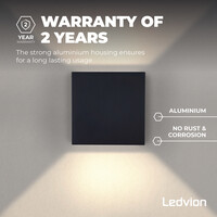 Ledvion LED Wandleuchte - Dimmbar - IP54 - 6W - 3000K - Schwarz  - Innen- und Außenbereich