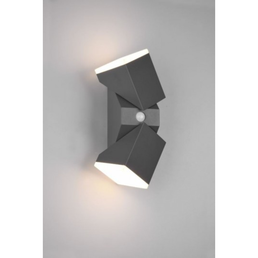 Trio Leuchten LED Wandleuchte Außen mit Sensor - Beidseitig - 3000K - 7W - IP54 - Cube - Anthrazit