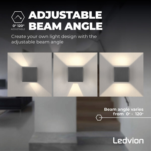 Ledvion LED Wandleuchte Grau - Beidseitig - 3000K - 6W - IP54