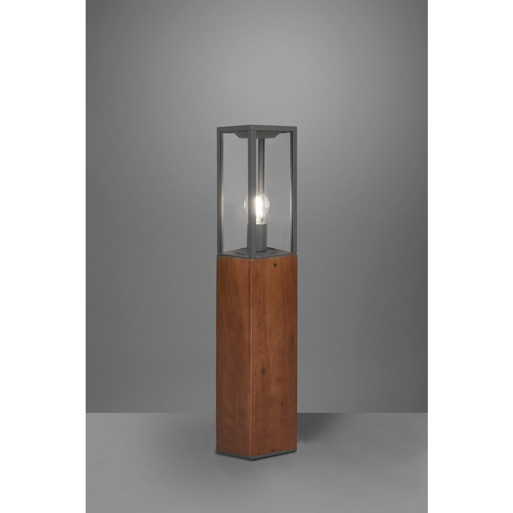 Trio Leuchten Außenlampe Stehend - E27 Fassung - 80 cm - IP44 - Garonne - Anthrazit mit Holz