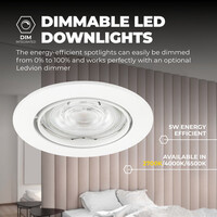 Ledvion Dimmbare LED Einbaustrahler Weiß - Amsterdam - 5W - 2700K - ø82mm